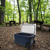 Glacière rigide rotomoulée 55L avec roues, isotherme portable en LLDPE pour camping, pêche, pique-nique