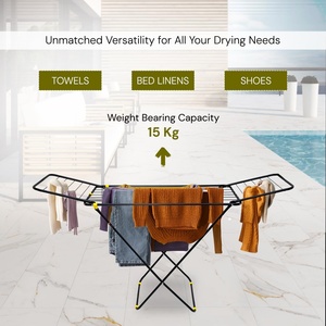 X-Type Metal Clothes Dryers Foldable Adjustable Double Wing Clothes Drying <b>Rack</b> Single Layer Large Size Towel Storage <b>Rack</b> - Product Image 4