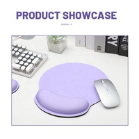 Tapis de souris de jeu en caoutchouc violet avec repose-poignet, accessoires informatiques, tapis de souris en mousse à mémoire de forme, base en caoutchouc ergonomique pour le bureau et la maison
