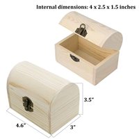 Porte-clés inachevé coffre au trésor en bois boîtes bois bricolage artisanat boîtes de rangement avec charnière pour cadeaux personnalisé