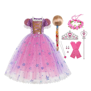 Cross-Border Halloween Nieuwe Dress Up Cosplay Verjaardagsfeestje Prinses Jurk Fee Rapunzel Pailletten Prinses Kostuum Voor Meisjes - Product Image 1