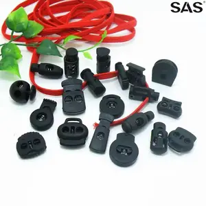 SAS fabrika doğrudan tedarik özel Logo boyutu şeffaf siyah renkli plastik kordon kilidi stoper