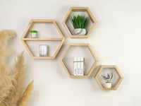 Étagères flottantes hexagonales extra larges-Lot de 4-Étagères octogonales en nid d'abeille Étagères murales suspendues Décor en nid d'abeille