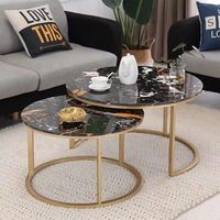 Table Basse Multifonctionnelle en Acier Inoxydable et Pierre, Style Nordique Luxe Léger, Haute et Basse, pour Hôtel, Restaurant, Maison