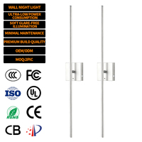Applique murale LED linéaire à tube long, base carrée, or, noir, argent, 6000 mAh, pour chambre à coucher, chevet, salon, couloir
