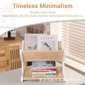 Solid Wood Children's Bookshelf 2 Tier Open Storage Rack For Books <b>Study</b> <b>Desk</b> Living Room - Product Image 3