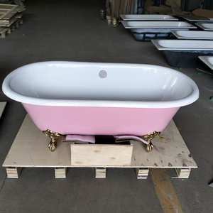 <span class=keywords><strong>Bañera</strong></span> de hierro fundido independiente de doble extremo con diseño tradicional <span class=keywords><strong>Princess</strong></span> Pink de 1530 mm de largo para baños pequeños - Product Image 5