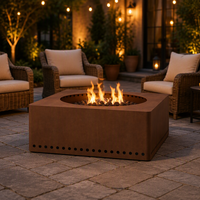 Brasero rustique en acier Corten couleur rouille pour bois de chauffage sec, personnalisable en gros, avec tiroir