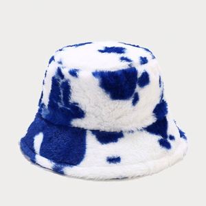 Wholesale New Hot Sale Dairy Cow Fur <b>Hats</b> Warm Soft Outdoor Fisherman Cap Winter Leopard Print Plush Furry Bucket <b>Hat</b> - Product Image 5