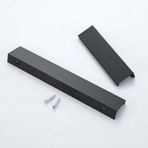 Tirador de barra de metal negro para gabinete, empotrado, para puerta de armario, minimalista, largo - Product Image 6
