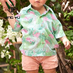 Ropa Hawaiana de Diseño de Fabricante, Camisas Hawaianas Estampadas para Niños Pequeños, Personalizadas en Lino y Algodón - Product Image 1