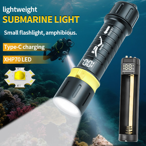 Diving Flashlight 21700 LED Digital Display Type C Charging Amphibious Submarine <b>Light</b> - Product Image 5