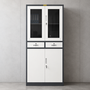 <span class=keywords><strong>Armoire</strong></span> de rangement métallique chinoise à 4 portes, <span class=keywords><strong>armoire</strong></span> de <span class=keywords><strong>bureau</strong></span> en métal avec porte vitrée, tiroir, <span class=keywords><strong>armoire</strong></span> de classement en acier - Product Image 3