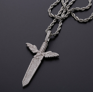 18 chico gay hombre hiphop helado lleno de diamantes oro <span class=keywords><strong>21</strong></span> <span class=keywords><strong>SAVAGE</strong></span> colgante ángulo espada collar - Product Image 4
