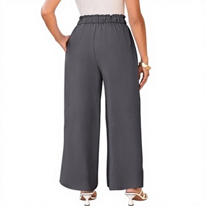 Pantalones Palazzo de Cintura Alta con Lazo para Mujer, Pierna Ancha, Corte Holgado, Elegantes, Casuales, para Oficina, Largos, Cómodos y a la Moda - Product Image 2