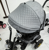 Tricycle bébé certifié CE 4-en-1, poussette multifonction à trois roues