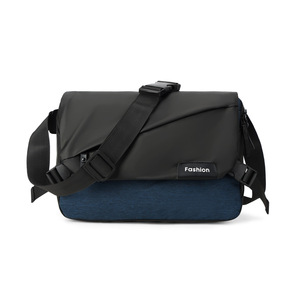 Color Blocking Fashionable Outdoor Sports Leisure Cross-Border New Men's Large-Capacity PU Leather Shoulder Messenger <b>Bag</b> - Product Image 4