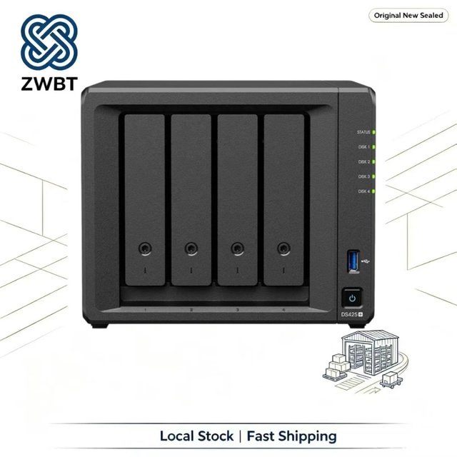 DS425+ Sy Nology 4-Bay Tower NAS Intel Celeron J4125 Dual M.2 Cache 2.5G LAN Diskless Storage for IT Reseller Small Office