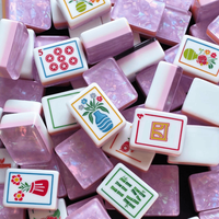 XFL Gravierte Luxus-Mahjong-Steine aus Acryl im amerikanischen Pink-Glitter-Stil, 160/166 NMJL, zweifarbig, im Jelly-Stil