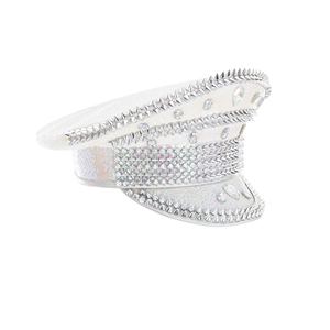 <span class=keywords><strong>Steampunk</strong></span> Chapeau haut de forme Rhinestone Burning Man Costume Chapeau avec lunettes Argent