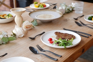 Cubiertos negros mate forjados a mano para restaurante de bodas, juego de cubiertos martillados negros, juegos de cubiertos de acero inoxidable - Product Image 6