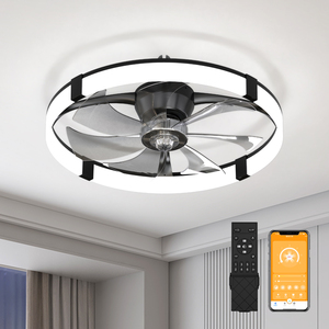 23.6'' <b>Ceiling</b> Fan With <b>Light</b> Infinite Dimming Plastic DC Motor <b>Remote</b> App <b>Control</b> Timing Low Noise for bedroom dining room - Product Image 1