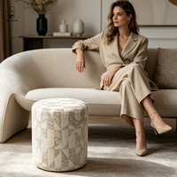 Nouveau pouf cylindrique abstrait en tissu, repose-pieds rond rembourré, tabouret d'appoint multifonctionnel pour salon et chambre à coucher