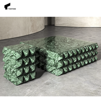 Tostone Table basse carrée atmosphérique exquise en marbre vert Verde Alpi naturel pour décoration intérieure et extérieure