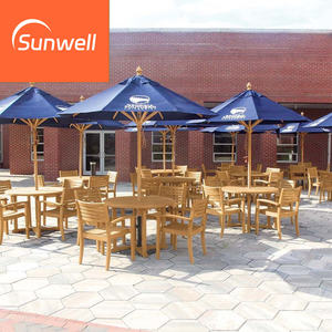 Juego de Mesa y Sillas de Comedor para Patio de Diseño Moderno, Madera de Teca, Mesa y Sillas de Jardín de Madera Maciza con Sombrilla - Product Image 4