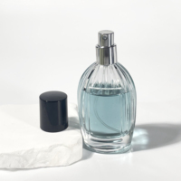 Nouveau design de bouteille de parfum en verre à rayures transparentes de 50ml contenant cosmétique unique bouteille vide de brouillard de parfum en spray