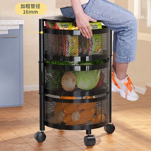 Étagère rotative de rangement de <span class=keywords><strong>cuisine</strong></span> <span class=keywords><strong>moderne</strong></span> blanc noir 3/4/5 couches support de stockage de légumes ou de fruits - Product Image 6