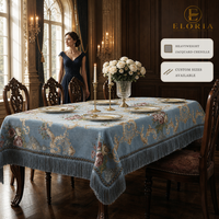 Nappe en chenille européenne jacquard à motifs floraux avec franges, épaisse et douce, pour salle à manger, mariage, hôtel, décoration intérieure, vente en gros