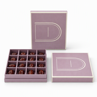Boîte d'emballage de luxe personnalisée avec logo pour dattes, couvercle et base en carton rigide pour desserts, personnalisation en gros en usine