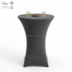 Funda de mesa redonda de spandex blanca de 72 pulgadas, ajustable y elástica, para bodas, según la norma NFPA 701 - Product Image 1