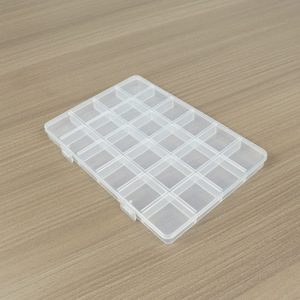 24 Compartment Plastic Storage Box For Beads Jewelry Nail Art 19x13x1.5cm Desktop Organizer With Lid - Product Image 3