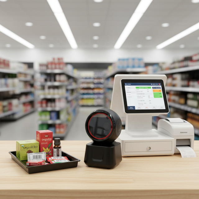 Auto Sensing Supermarket 2D Omni Directional Barcode Scanner Cash Register QR Code Payment Barcode Scanner