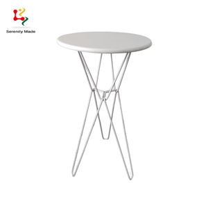 Mesa de Bar Redonda Blanca Moderna con Estructura Metálica Industrial Resistente para Cafeterías, Eventos y Locales de Hostelería - Product Image 1