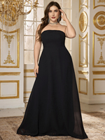 Robe de soirée formelle à deux pièces, taille plus, noire, sans bretelles, avec broderie de paillettes, double portée avec châle, motif floral coupé aléatoirement