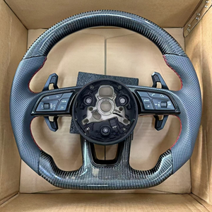 Volante Personalizado con Costuras en M de Fibra de Carbono Real para <span class=keywords><strong>Audi</strong></span> A7 A3 A4 B8 B9 A5 A6 C6 C7 <span class=keywords><strong>S3</strong></span> S4 S5 S6 RS3 Q3 Q5 R8 TT TTRS - Product Image 2