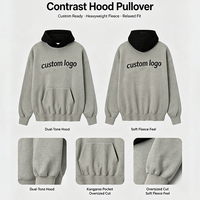 Sweat-shirt Homme Ample à Contraste de Couleurs, Logo Personnalisé, Effet Délavé Vintage, en Mélange de Coton, Style Streetwear