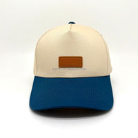 Gorra Deportiva Urbana de Alta Calidad, de Dos Tonos, de Algodón, con Etiqueta de Cuero Grabada Personalizada, Estructurada y Ajustable