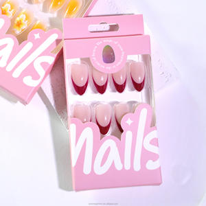 <span class=keywords><strong>Faux</strong></span> Ongles French Bourgogne pour Nail Art, Appliques Florales 3D, Bestseller Transfrontalier, Capsules d'Ongles Courtes en Forme d'Amande, Vente en Gros - Product Image 4