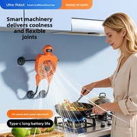 Nouveau Mini Ventilateur Intelligent à Affichage Numérique, Ventilateur de Bureau USB pour Étudiants, Ventilateur d'Extérieur à Ventouse, Batterie au Lithium Intégrée, Robot Transformable