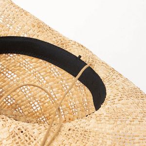 Custom Luxury Brand Multiple Size Fashion Women Men Natural Raffia Straw Western Cowboy <b>Hat</b> Summer Travel Sun <b>Hat</b> with Wind Rope - Product Image 6