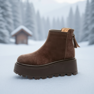 Botines de Nieve de Ante de 7 cm de Altura, Botas de <span class=keywords><strong>Plataforma</strong></span> para Invierno, Botas Chelsea Cómodas y Antideslizantes para Mujer, Zapatos con Suela Gruesa - Product Image 1