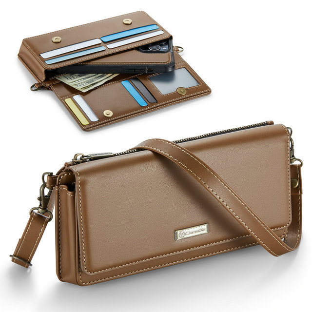 Crossbody for iPhone 18 Phone Case Wallet RFID Blocking with Card Holders Zipper Bills Slot Soft PU Leather Magnetic Wrist Strap