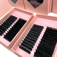 Extensions de cils individuelles en soie coréenne, volume, noir mat naturel, longues et douces, 25 mm, plateaux en gros, marque privée