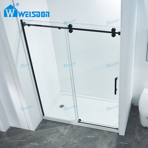 Weisdon Tùy Chỉnh Màu Đen Mờ Duy Nhất Trượt Thép Không Gỉ Tempered Glass Tắm Không Khung Cửa - Product Image 2