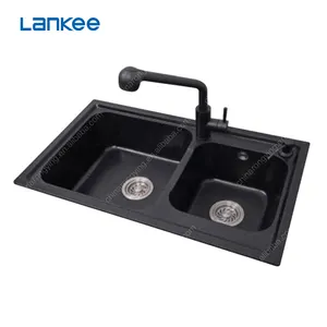 Black quartz sink,double bowl kitchen sink quartz,quartz stone kitchen sink