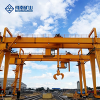 Grue à portique à double poutre de haute qualité, modèle MZ, fabriquée dans la mine du Henan, capacité 30 tonnes 50 tonnes, avec grappin hydraulique à quatre lobes